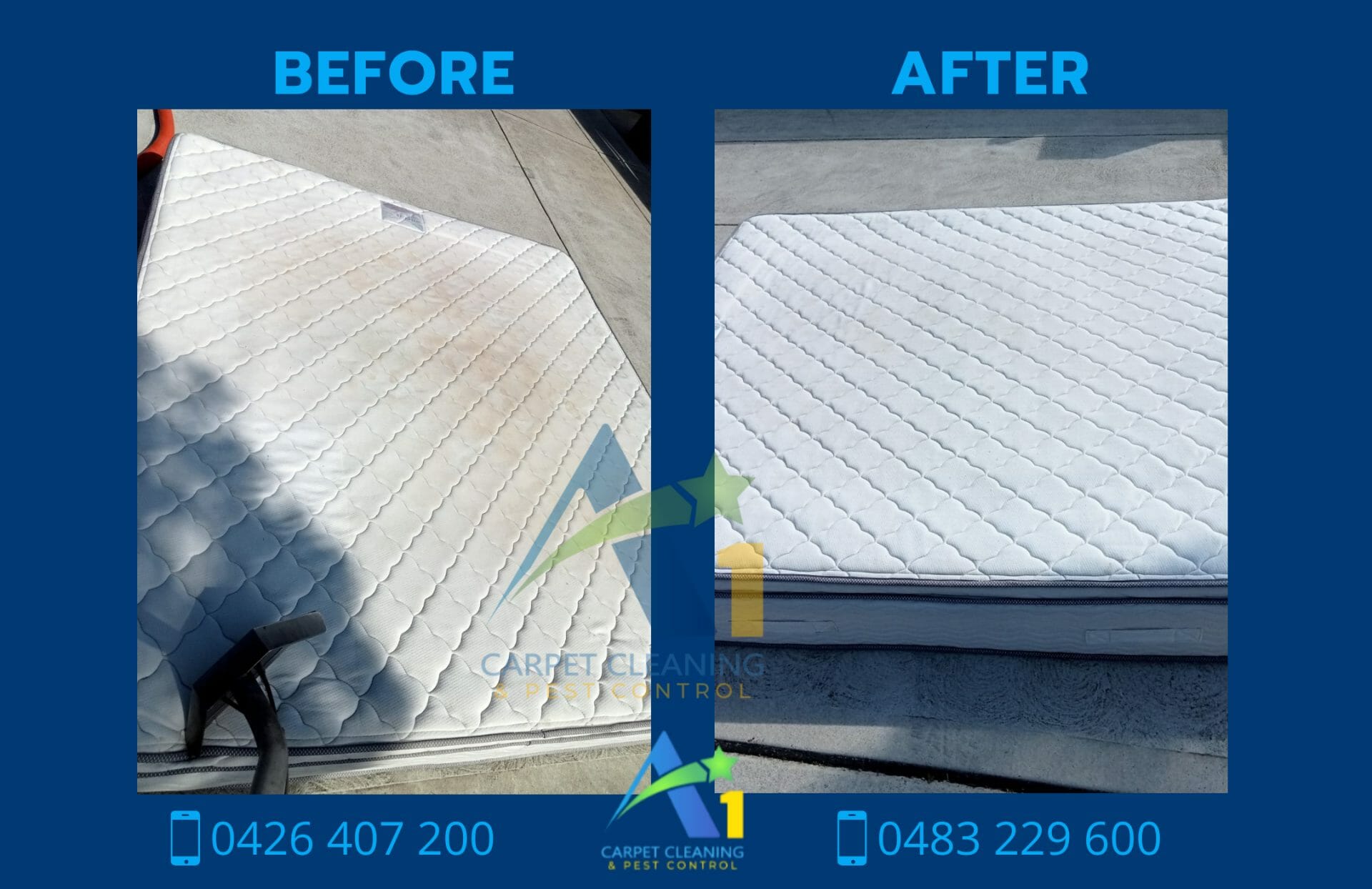 Mattress Cleaning result before and after